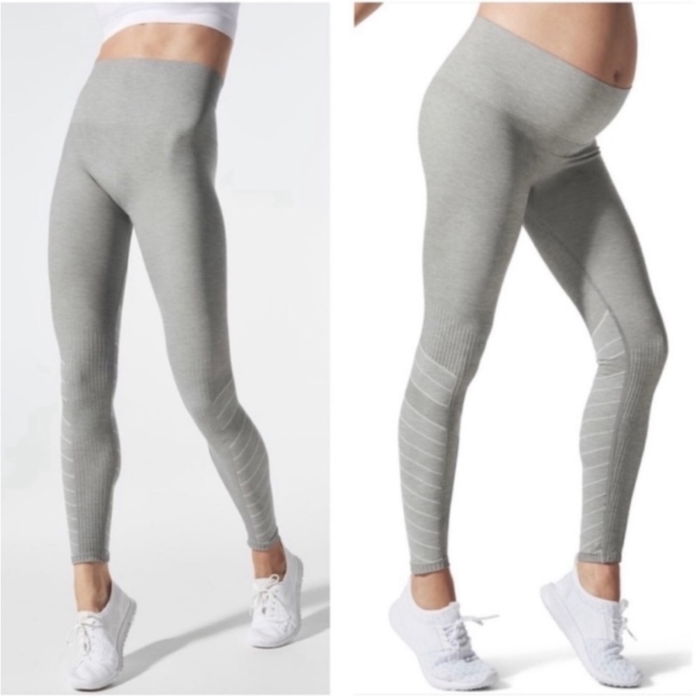 Blanqi Maternity Support Postpartum High Rise 7/8 Leggings Stretchy Grey Medium